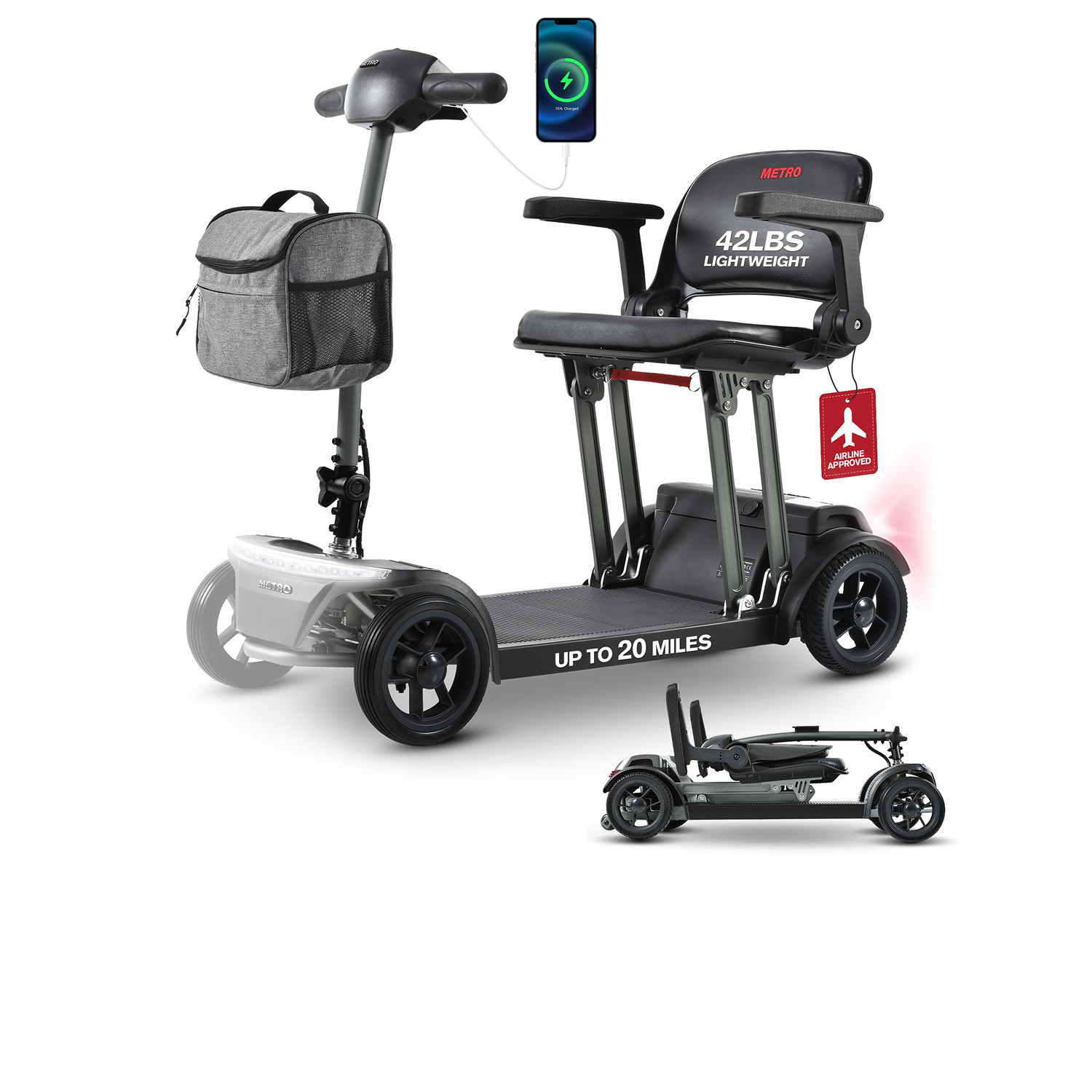 Lightweight Foldable Mobility Scooter - Long Range