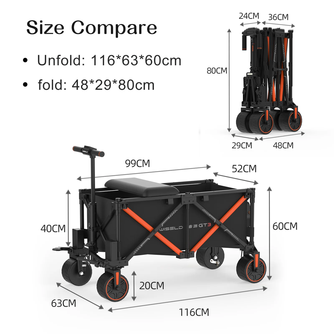 Portable Electric Riding Wagon Foldable Camping Cart